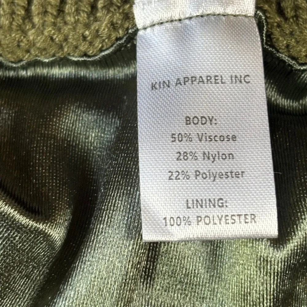 Kin Apparel Olive Green Satin Lined Ribbed Knit Headband Ear Warmer Hair Care